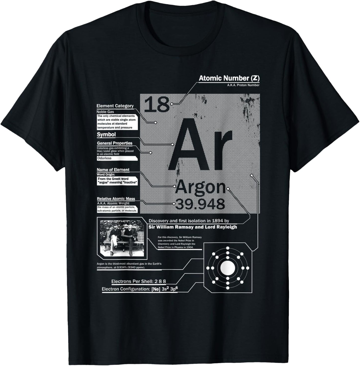 Argon (Ar) Element | Atomic Number 18 Science T-Shirt - T-Shirt | Black