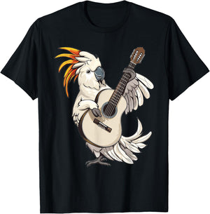 Umbrella Cockatoo Playing The Guitar T-Shirt - T-Shirt | Black