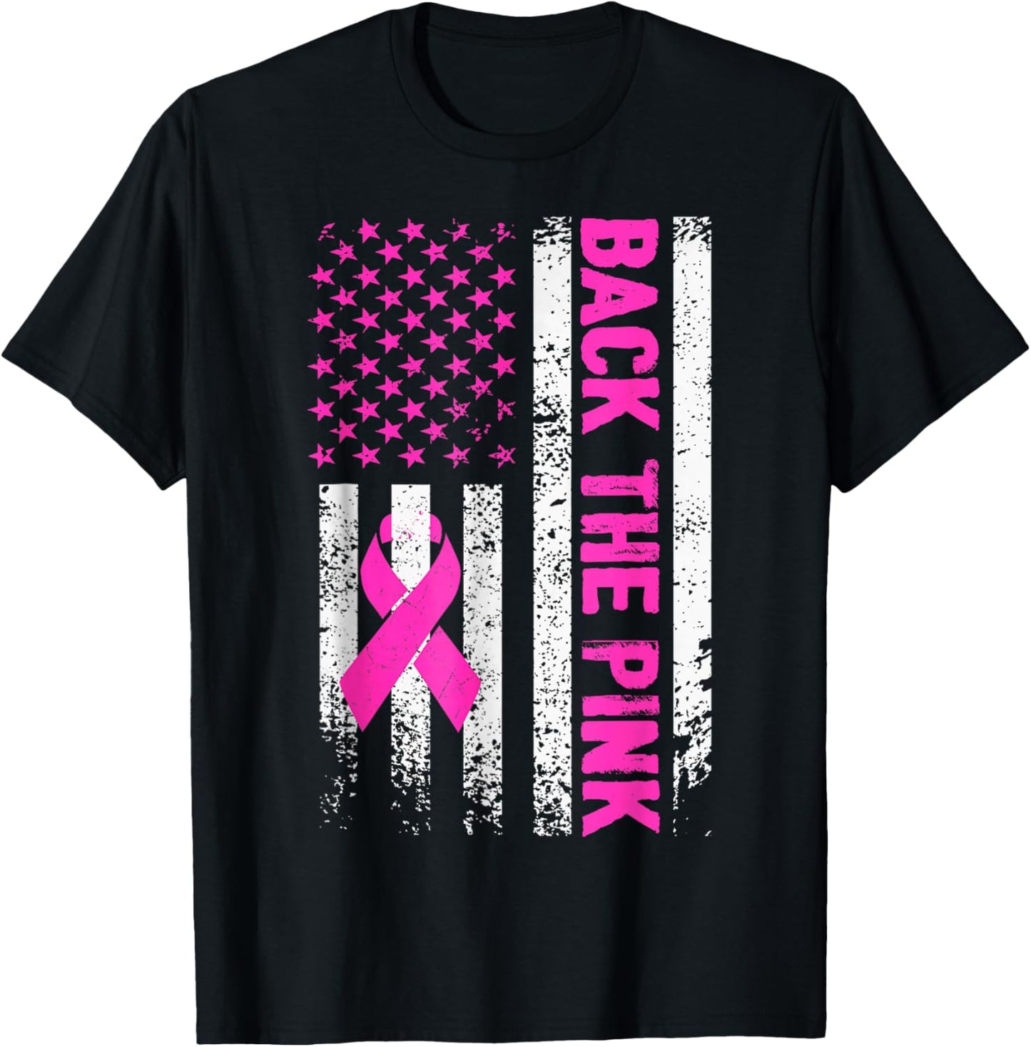 Back The Pink Breast Cancer Awareness Flag Toddler Women Men T-Shirt - T-Shirt | Black