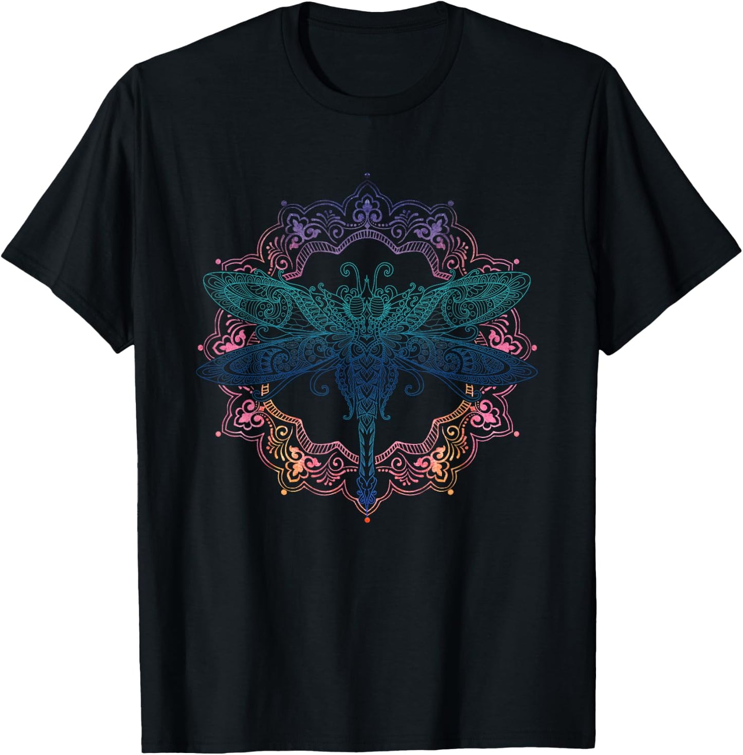 Mandala Dragonfly T-Shirt - T-Shirt | Black