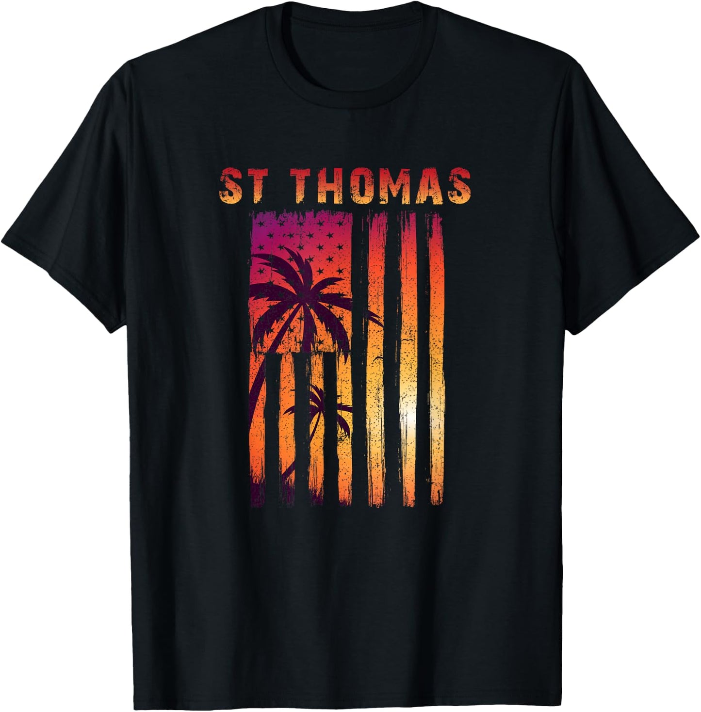 Vintage St. Thomas, US Virgin Islands Patriotic Flag Women Men T-Shirt - T-Shirt | Black
