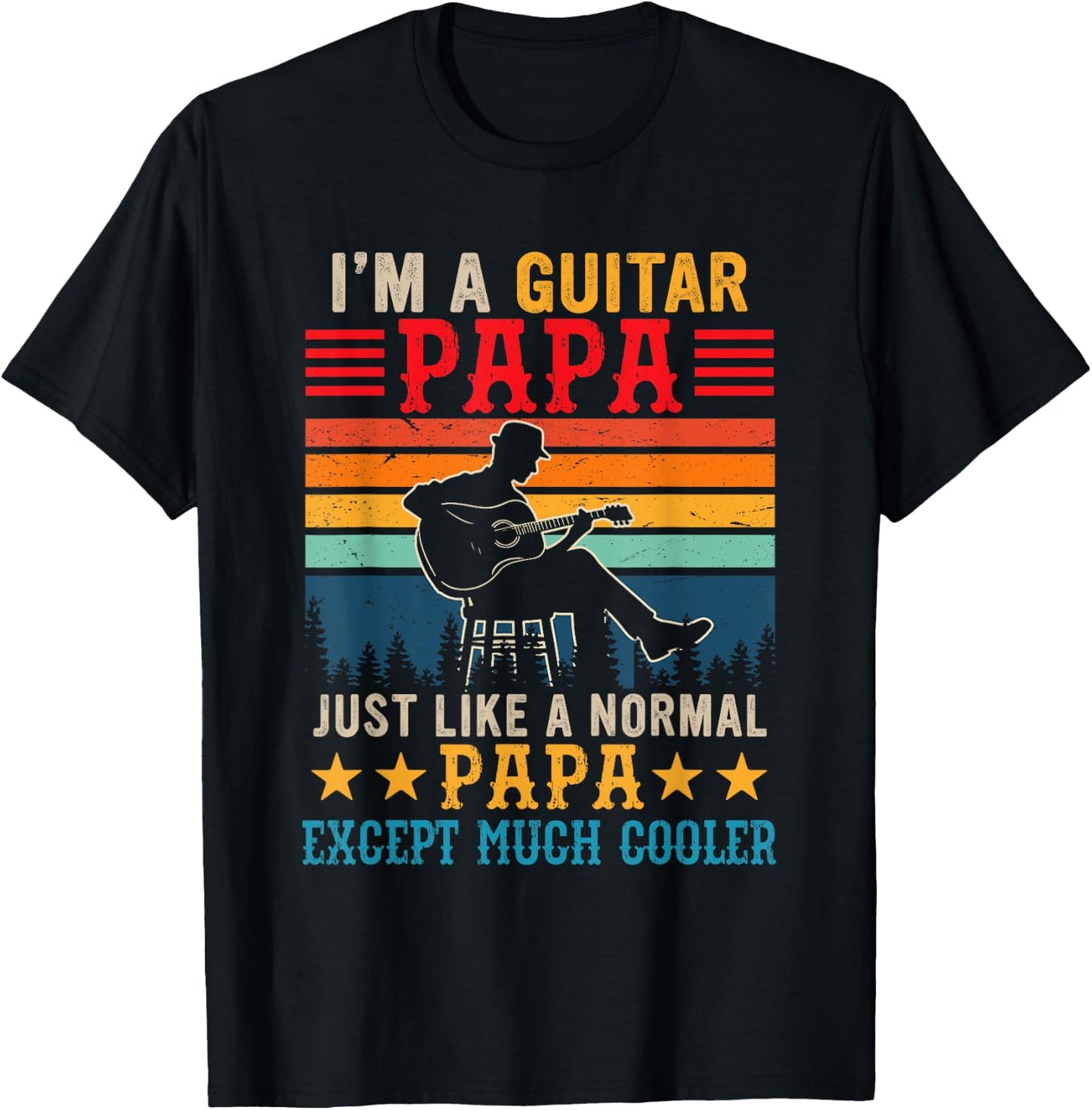 Vintage Retro I'm A Guitar Papa Definition Much Cooler T-Shirt - T-Shirt | Black