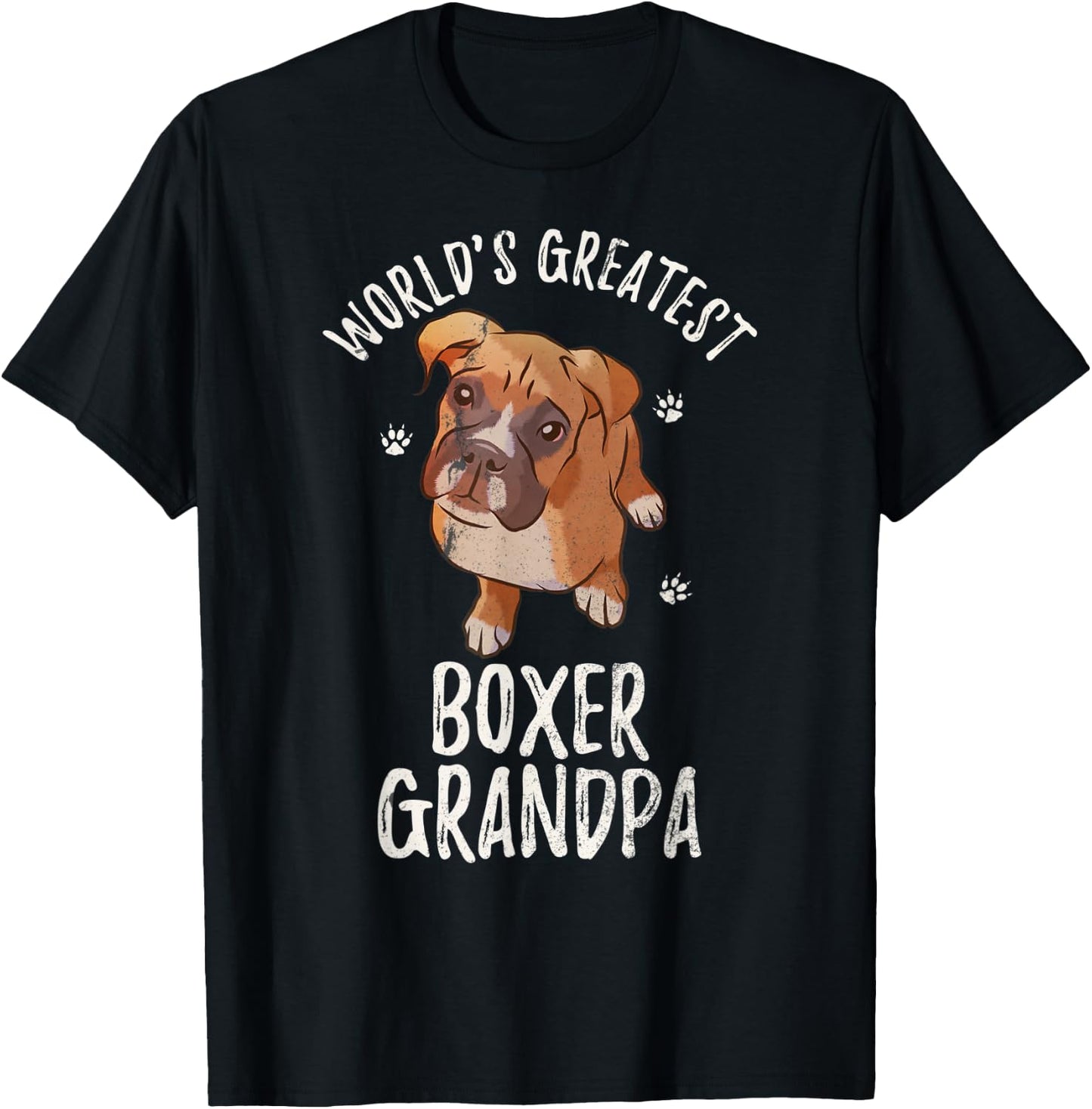 Vintage World's Greatest Boxer Grandpa Funny Puppy Pet Lover T-Shirt - T-Shirt | Black