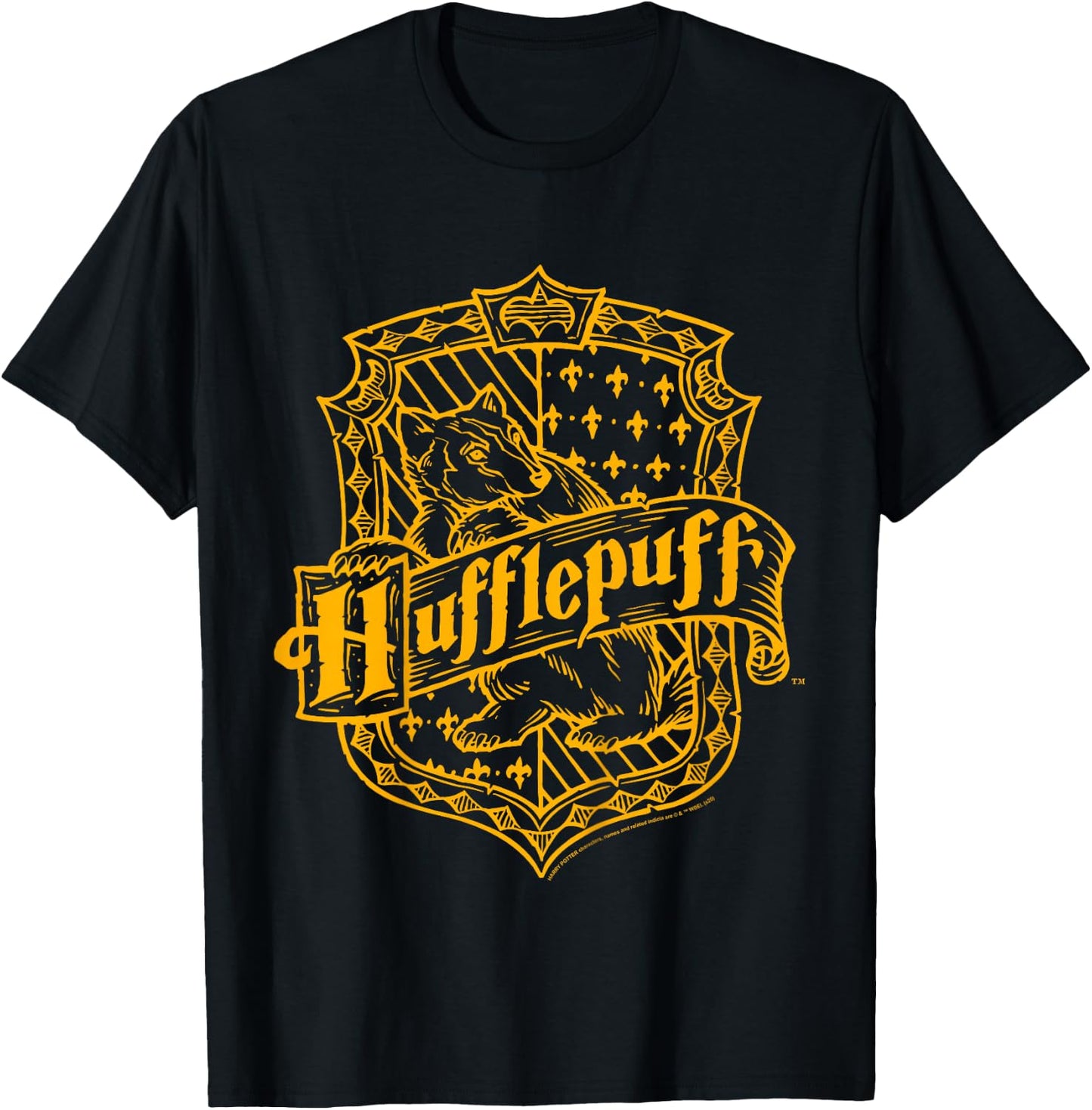 Kids Harry Potter Hufflepuff Detailed Crest T-Shirt - T-Shirt | Black