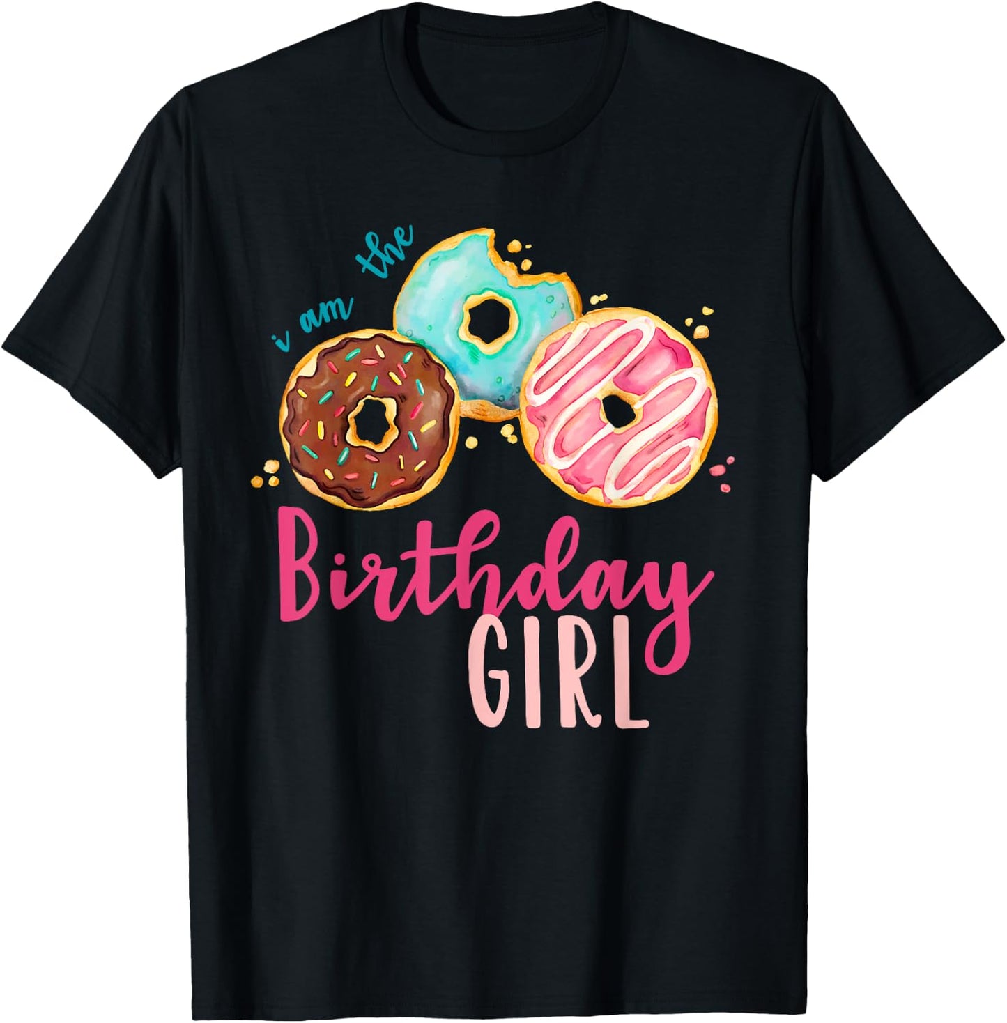 The Birthday Girl Donut Birthday Party Theme Family T-Shirt - T-Shirt | Black