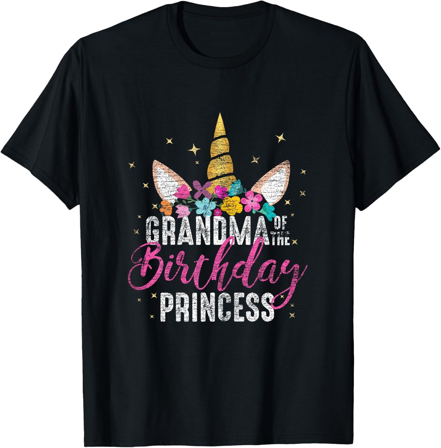 Grandma Of The Birthday Princess Gifts Unicorn Birthday T-Shirt - T-Shirt | Black