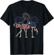 Flamingo American Flag 4th Of July Cute Animal Patriotic T-Shirt - T-Shirt | Black