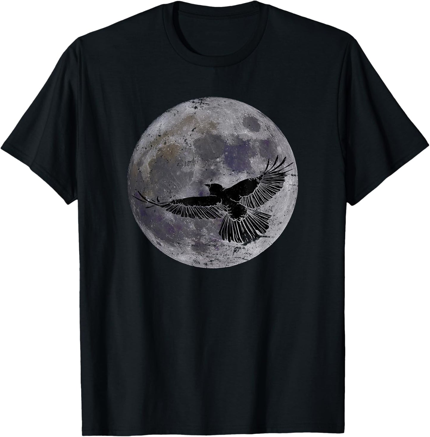 Moon Crow Gift Halloween Night Scary Bird Raven T-Shirt - T-Shirt | Black