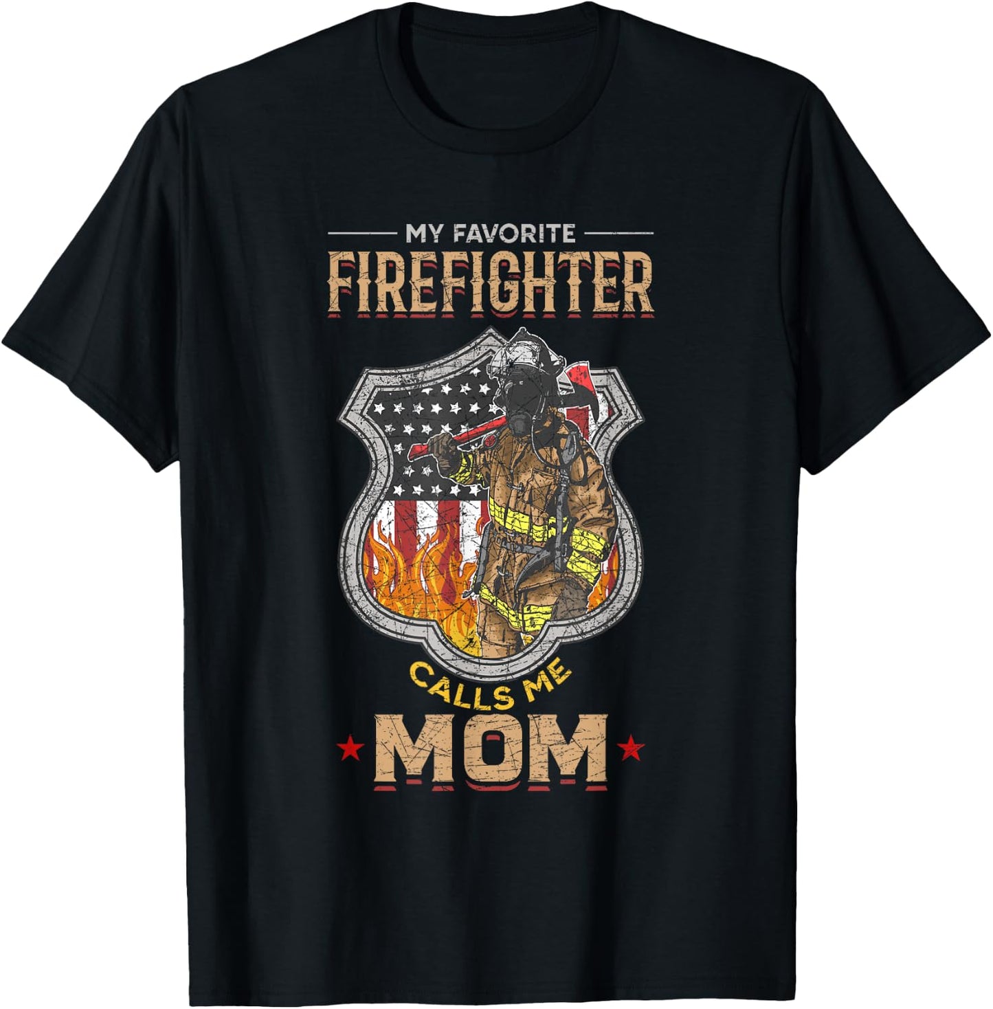 Mothers Day Firefighter Mom Gift Fire Fighter T-Shirt - T-Shirt | Black
