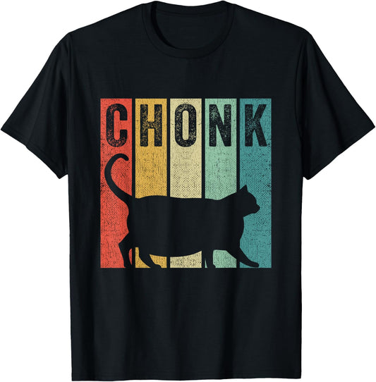 Chonk Retro Style 80s Funny Fat Cat Meme Chonk Men Women Girls Kids T-Shirt - T-Shirt | Black