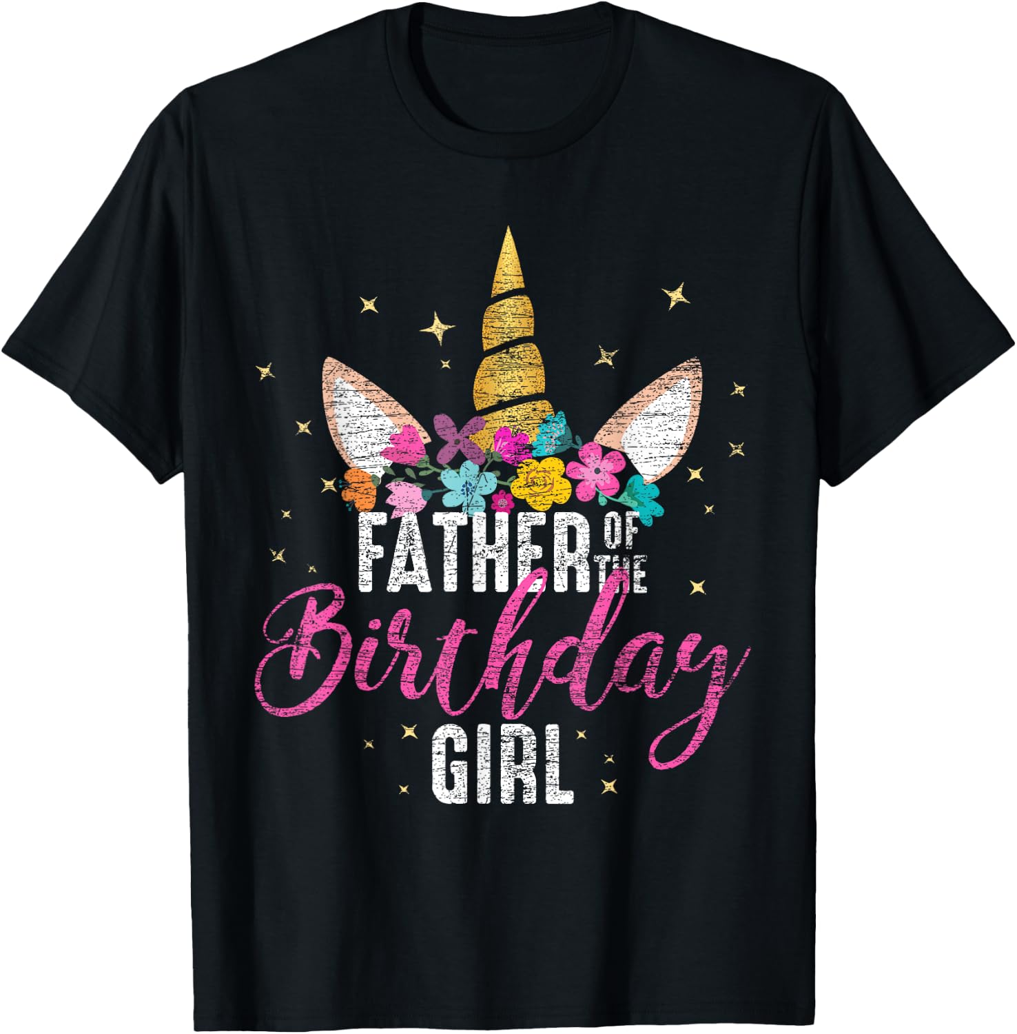 Father Of The Birthday Girl Daddy Gifts Unicorn Birthday T-Shirt - T-Shirt | Black