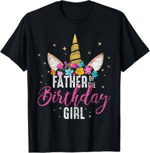 Father Of The Birthday Girl Daddy Gifts Unicorn Birthday T-Shirt - T-Shirt | Black
