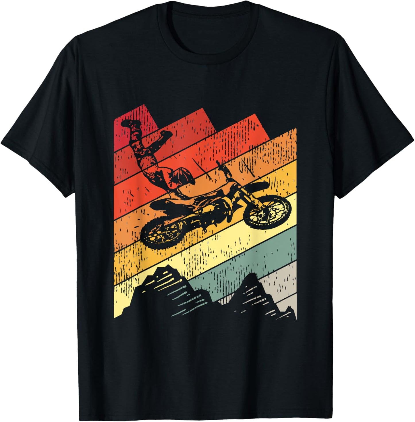 Motocross Biker Vintage Gift Racing Retro Dirt Bike T-Shirt - T-Shirt | Black