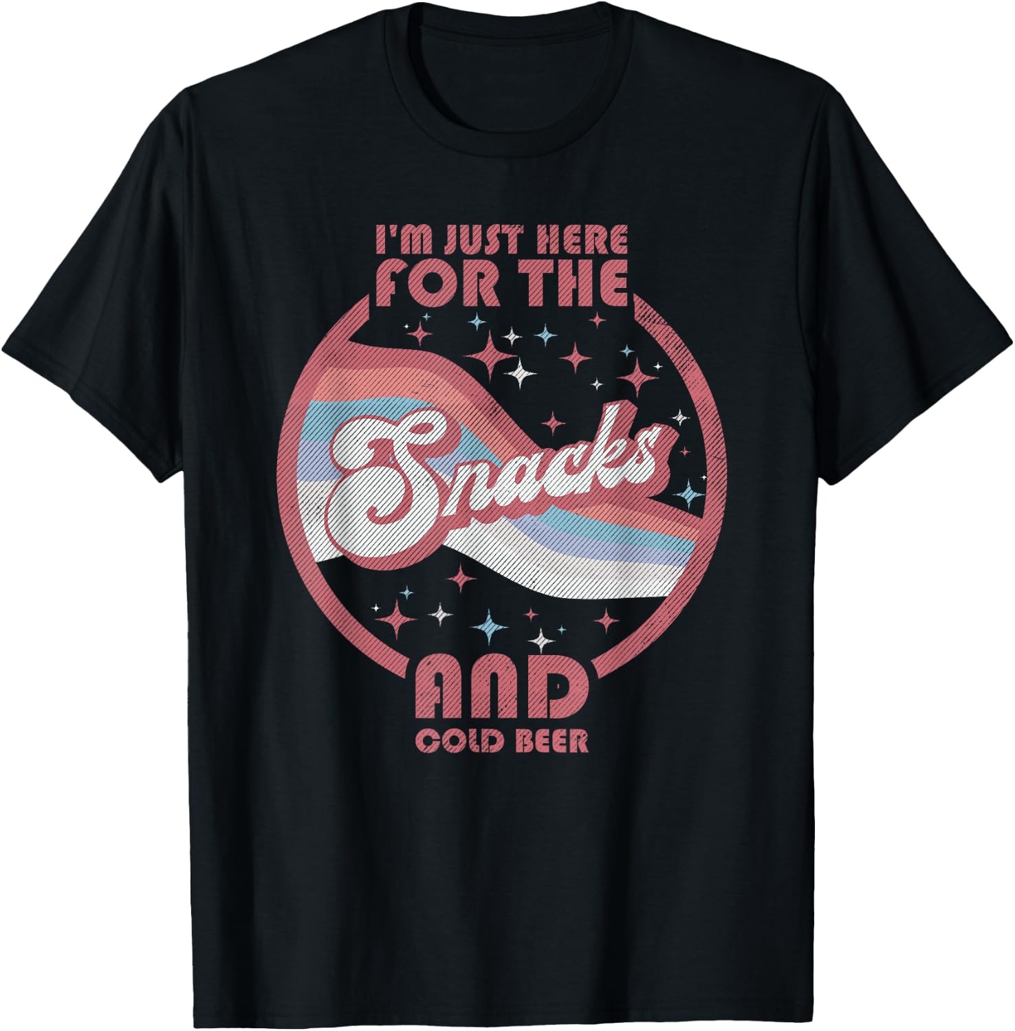 I'm Just Here For The Snacks Cold Beer Fantasy Football Meme T-Shirt - T-Shirt | Black