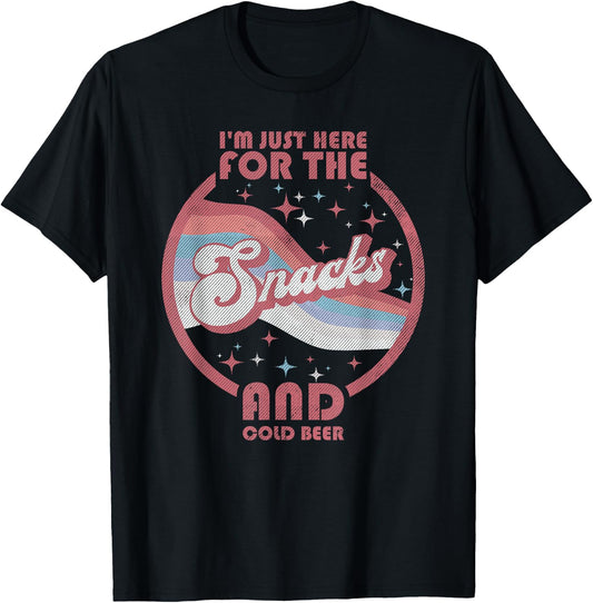 I'm Just Here For The Snacks Cold Beer Fantasy Football Meme T-Shirt - T-Shirt | Black