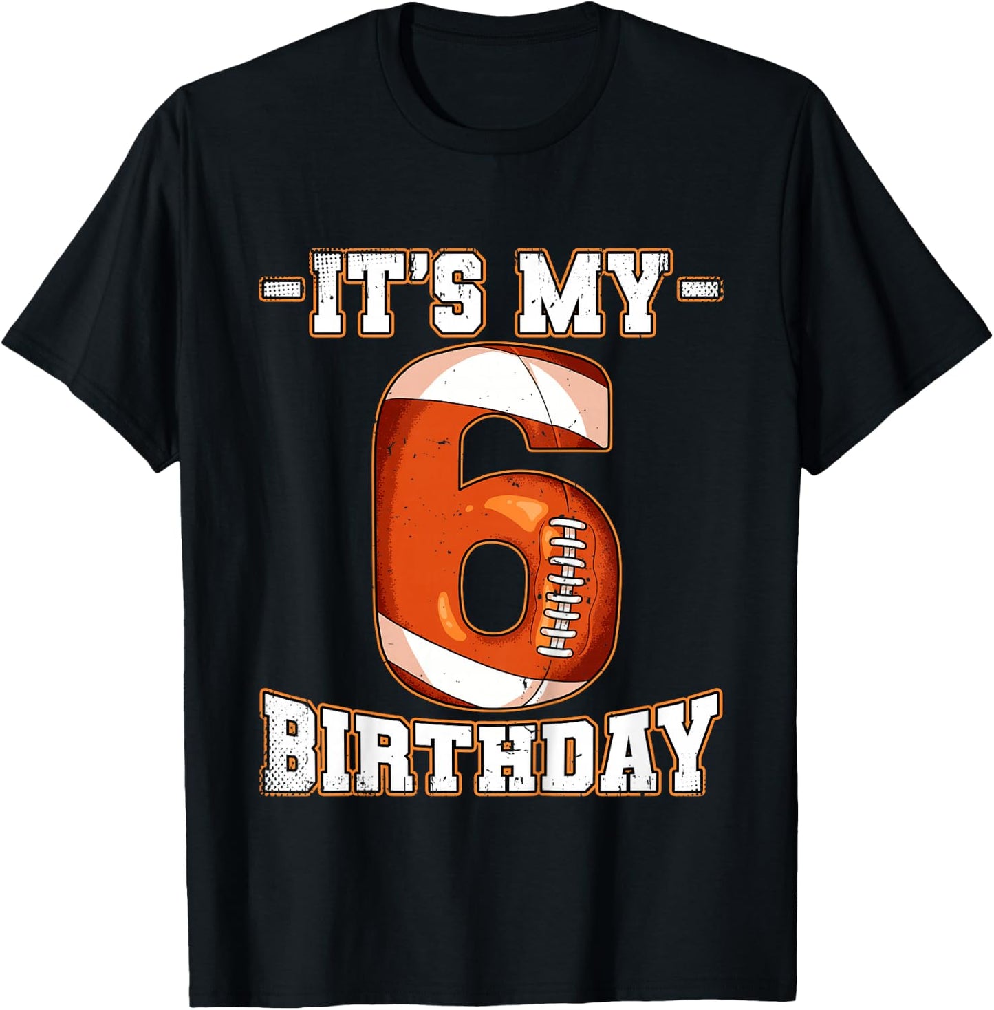 6th Birthday Football T-Shirt - T-Shirt | Black