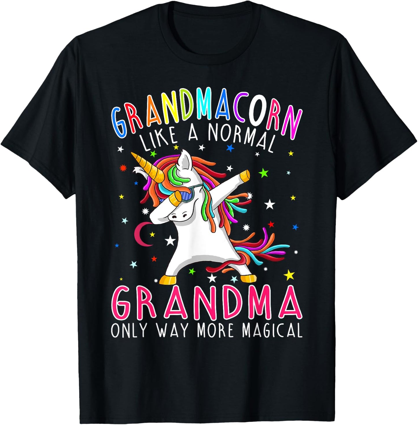 Grandmacorn Like A Normal Grandma Only Way More Magical T-Shirt - T-Shirt | Black