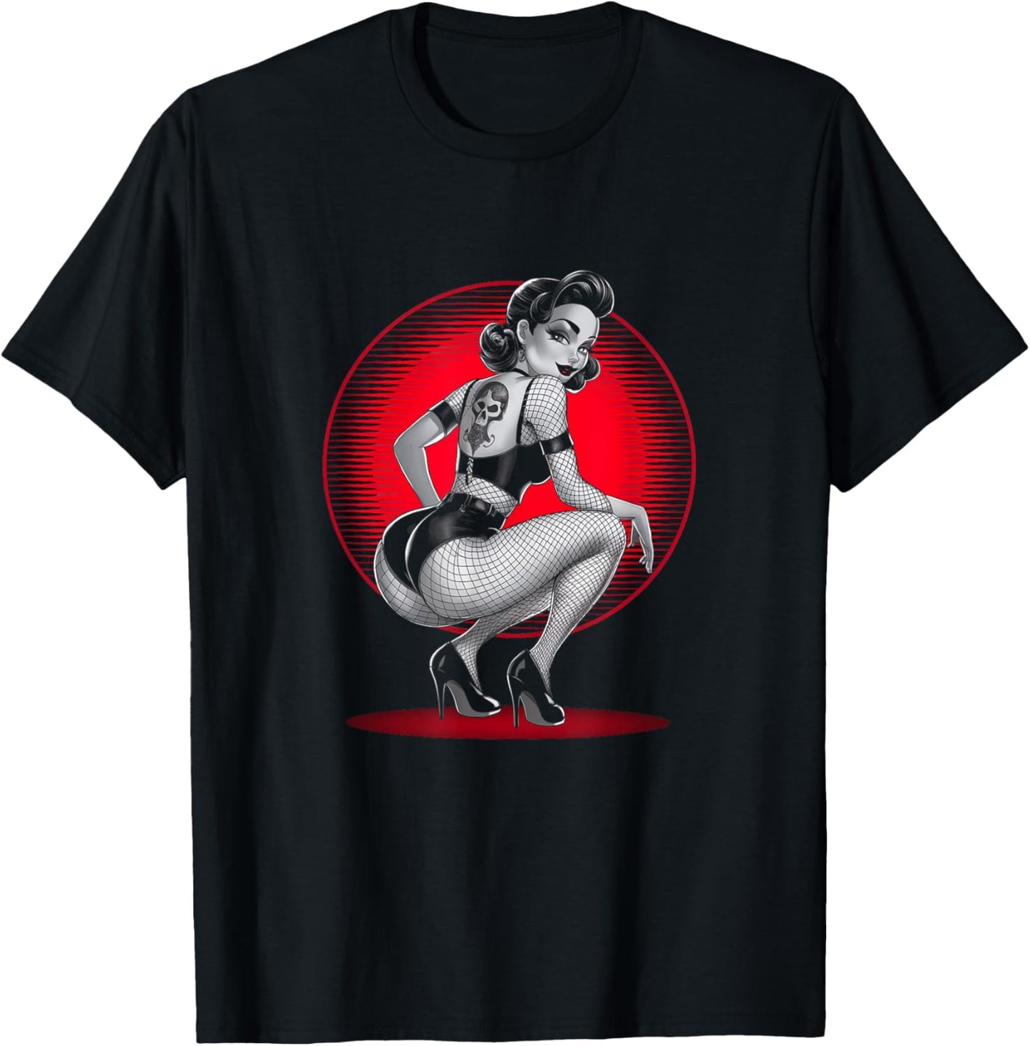 Retro Gothic Halloween Men Women Tattoo Goth Pin-up Girl Vintage Rockabilly -Adults Black Small Short Sleeve T-Shirt - T-Shirt | Black