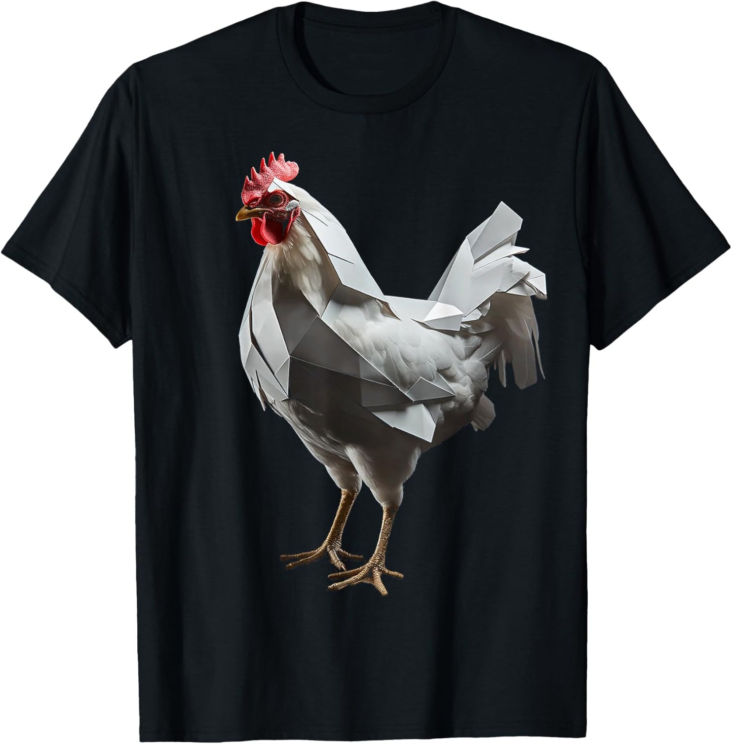 Chicken Art Polygon Animal Graphic Chicken T-Shirt - T-Shirt | Black