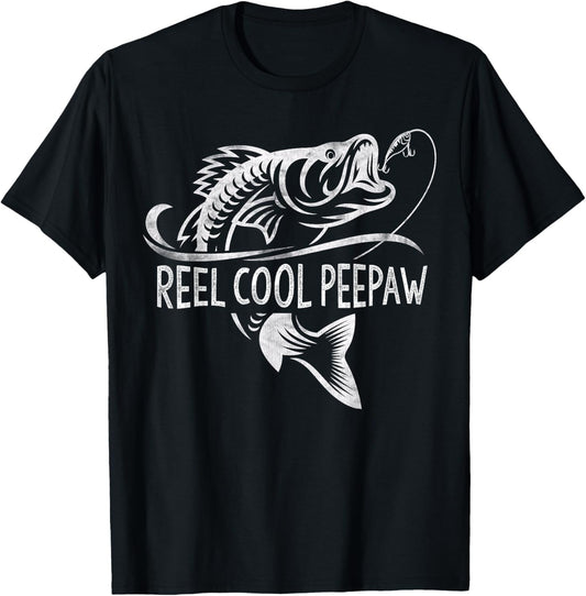 Reel Cool Peepaw Fishing Gifts Peepaw Father's Day T-Shirt - T-Shirt | Black