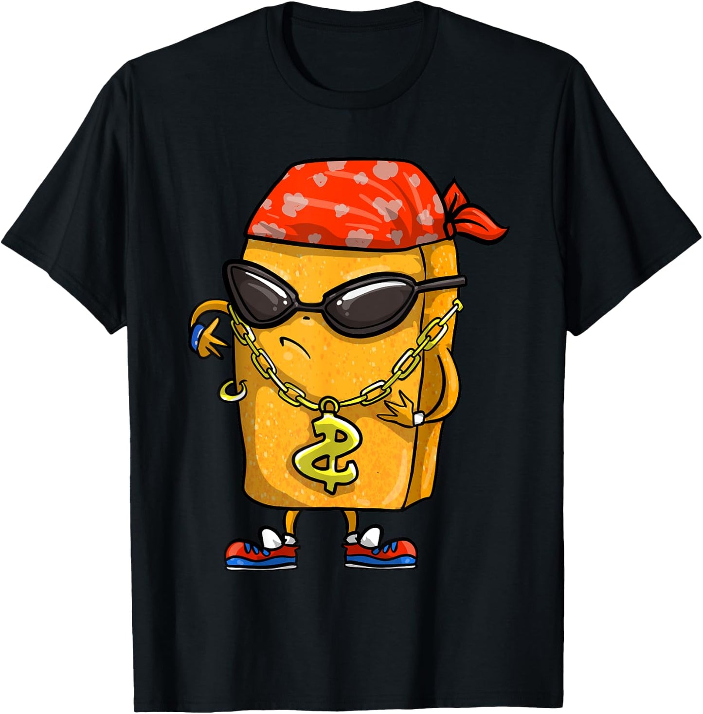 Funny Chicken Nugget Gift Kids Cool Gangster Nug Life T-Shirt - T-Shirt | Black