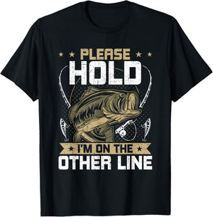 Please Hold I'm On The Other Line Fly Fishing T-Shirt - T-Shirt | Black