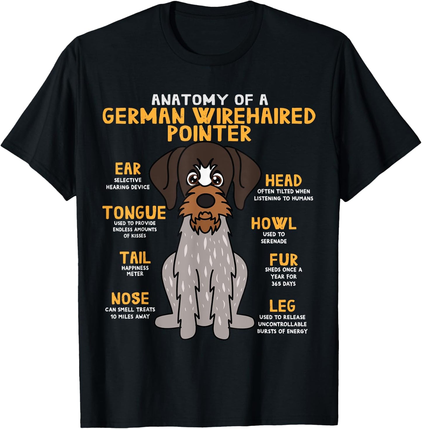 Deutscher Wirehaired Zeiger-lustige Geschenke Co German Wirehaired Pointer Anatomy Funny Dog Mom T-Shirt - T-Shirt | Black