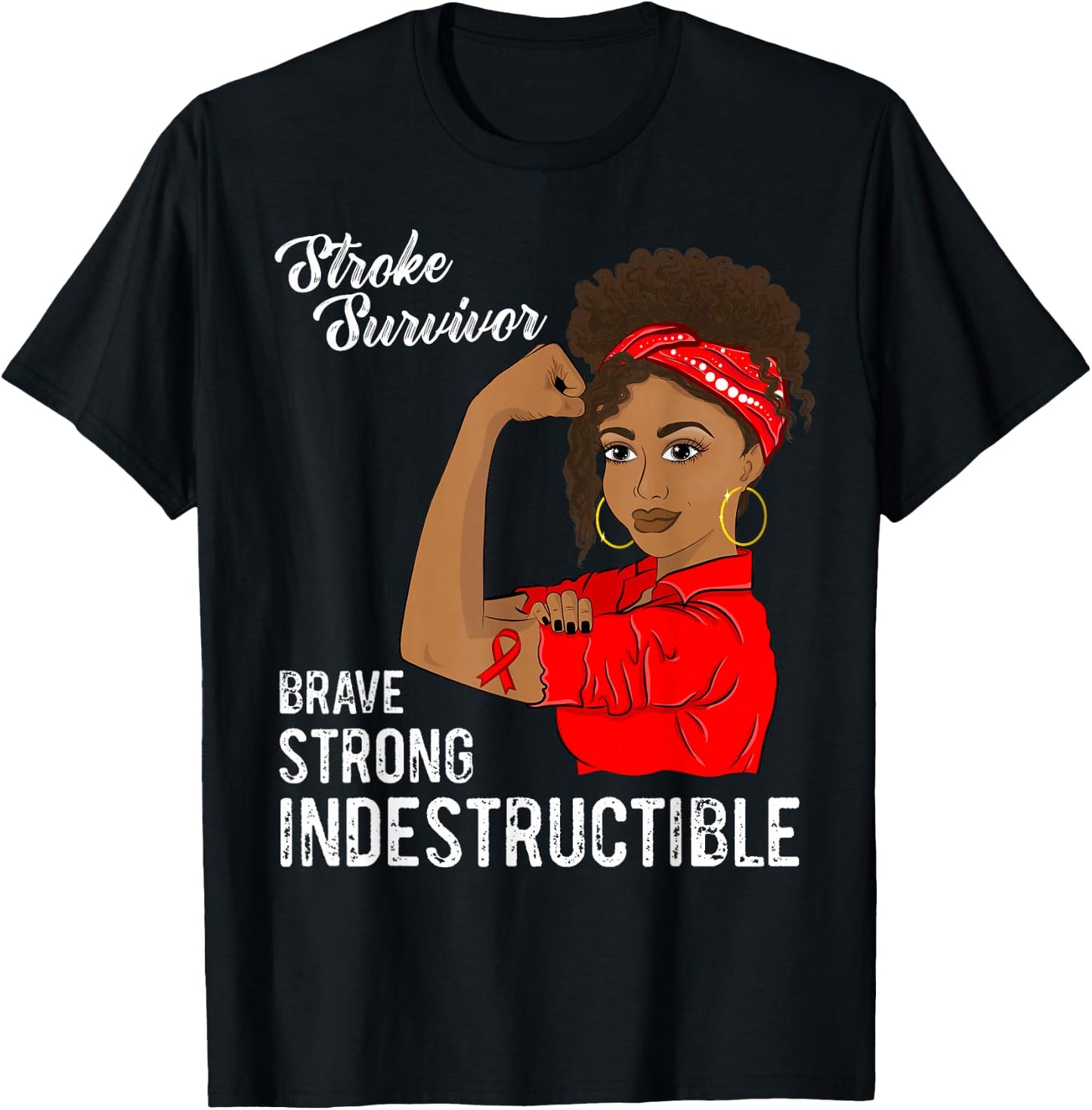 Stroke Survivor Indestructible Warrior Awareness T-Shirt - T-Shirt | Black