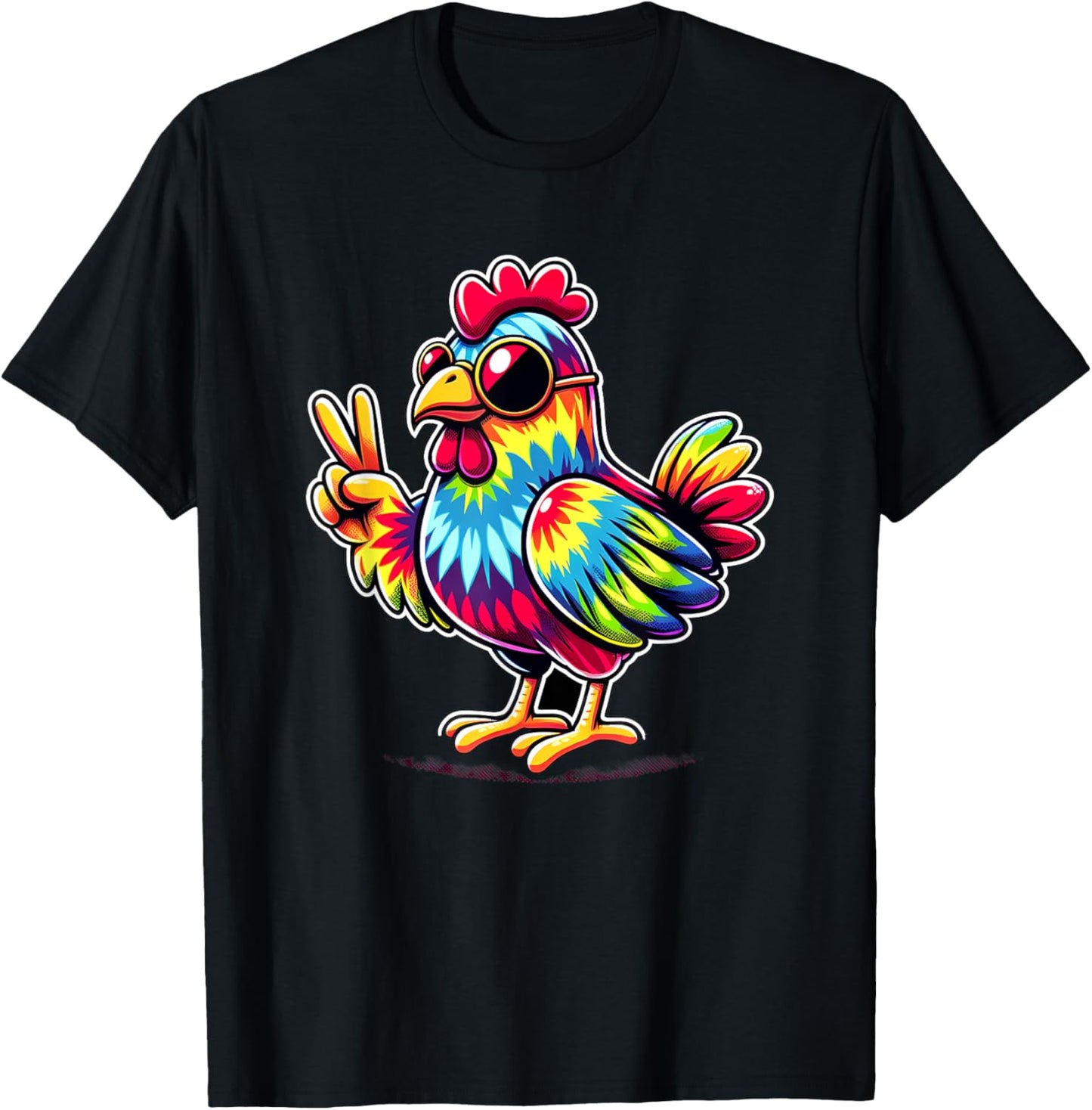 Peace Sign Tie Dye Chicken T-Shirt - T-Shirt | Black