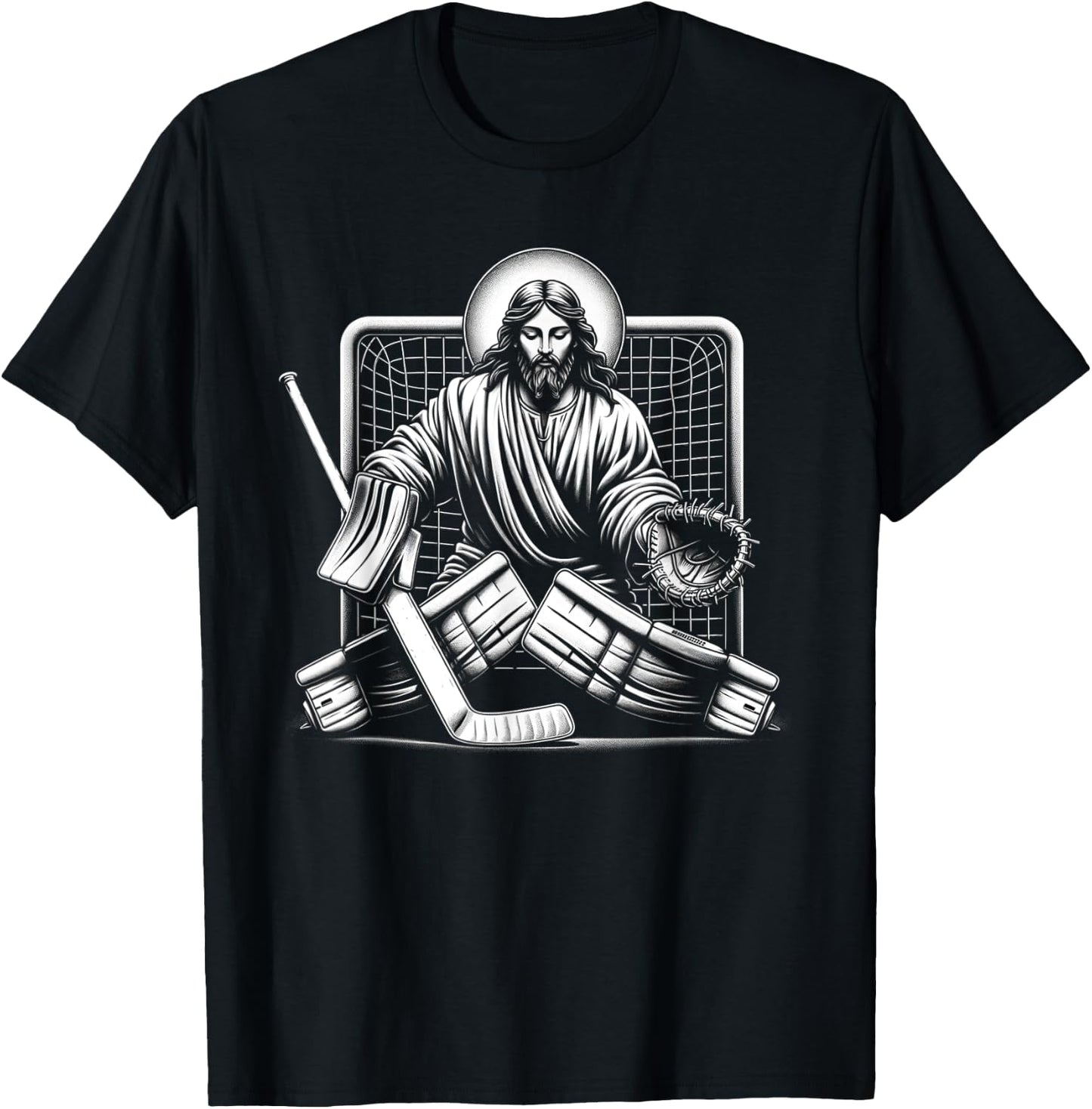 Jesus Saves Hockey Goalie Christian T-Shirt - T-Shirt | Black