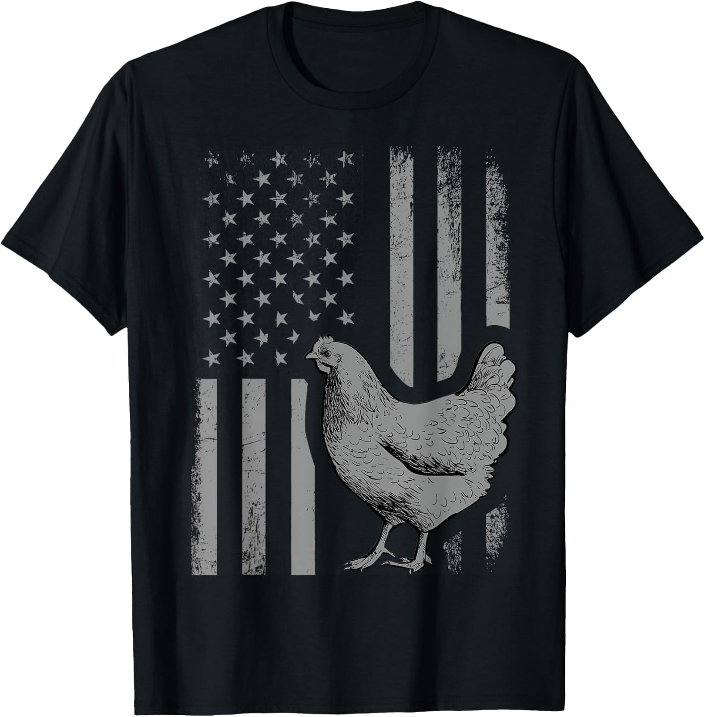 American Flag Chicken Lover Gift Patriotic Flag Gift Men T-Shirt - T-Shirt | Black