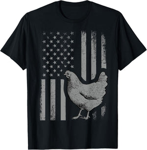 American Flag Chicken Lover Gift Patriotic Flag Gift Men T-Shirt - T-Shirt | Black