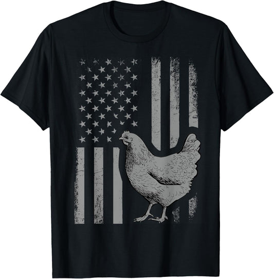 American Flag Chicken Lover Gift Patriotic Flag Gift Men T-Shirt - T-Shirt | Black