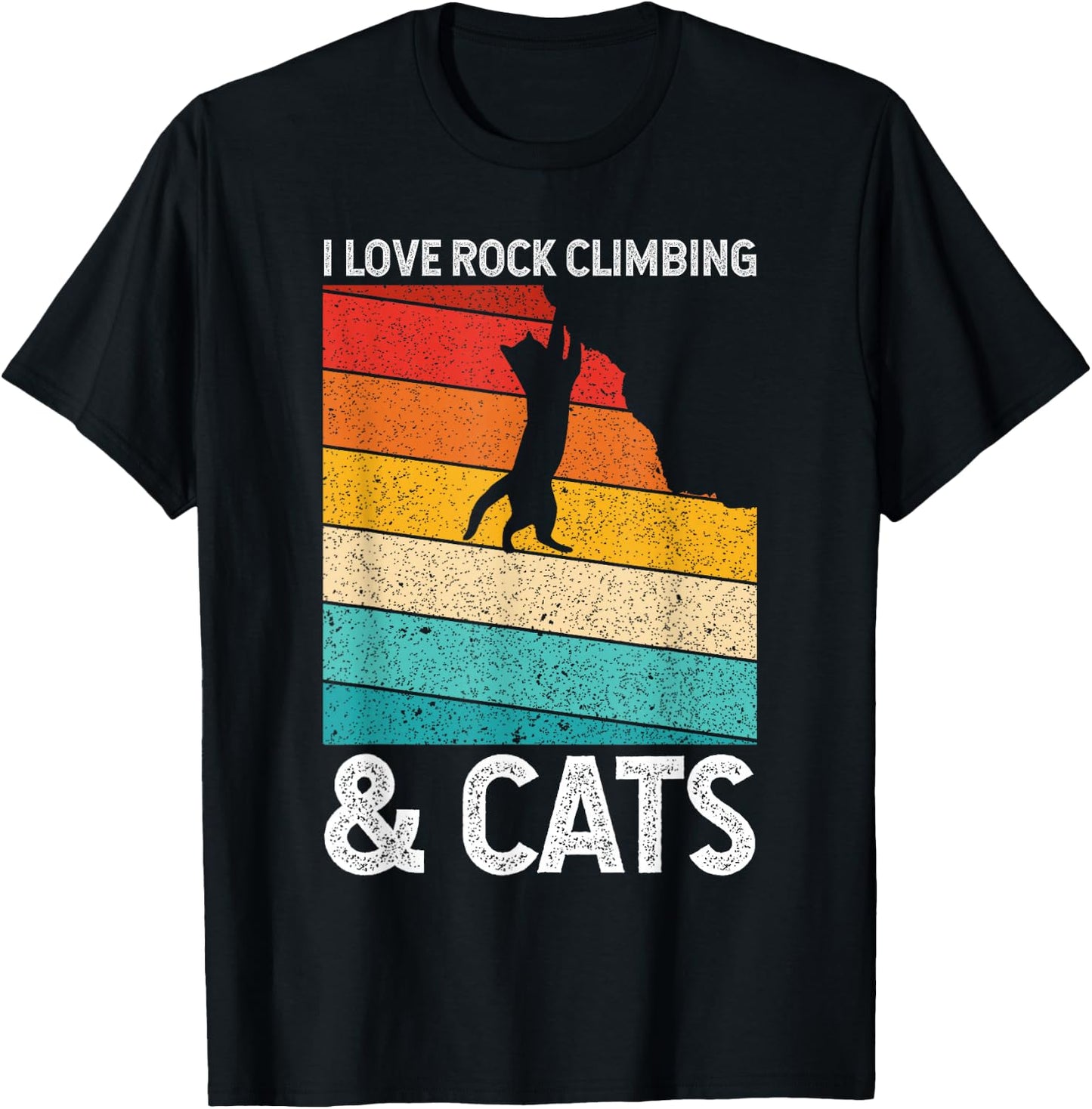 I Love Rock Climbing & Cats Cute Kitty Cat Lover Gift T-Shirt - T-Shirt | Black