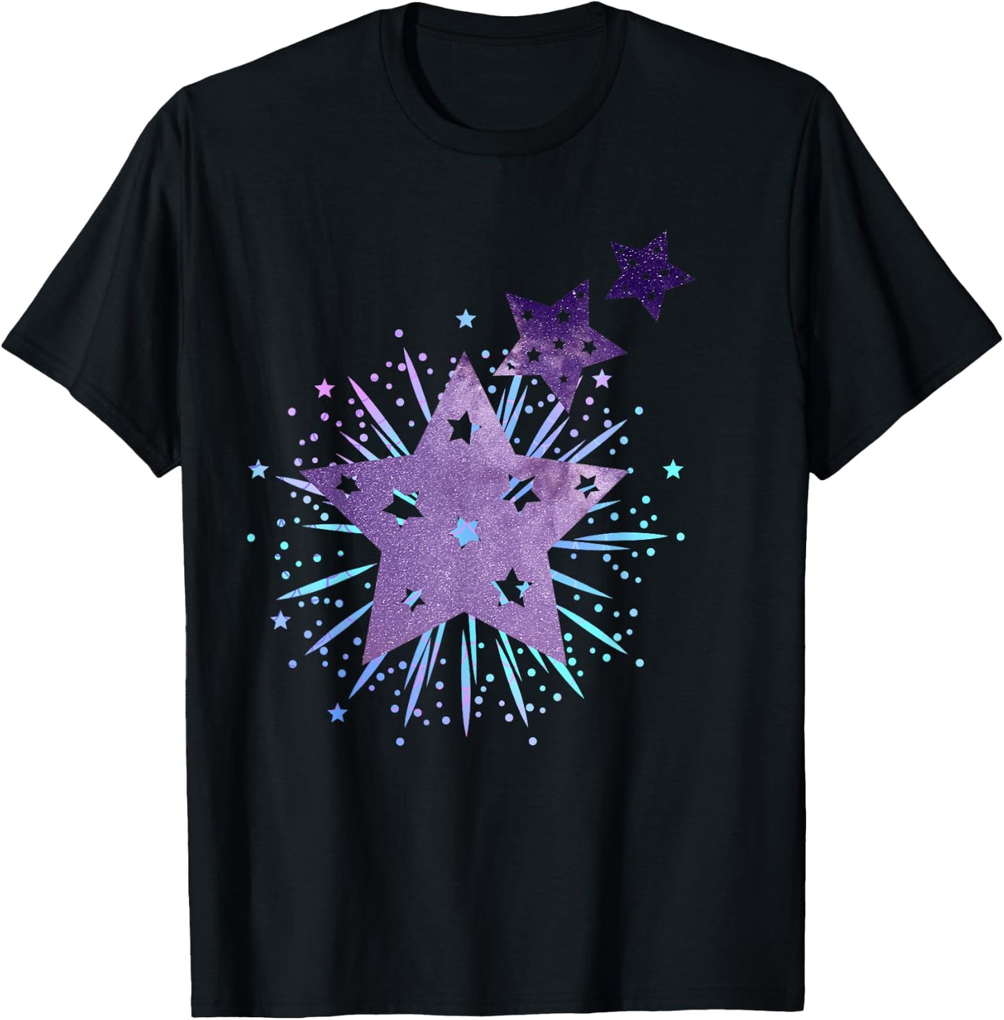 Purple Starburst Shooting Star T-Shirt - T-Shirt | Black