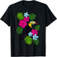 Tropical Toucan With Bright Florals and Leaves T-Shirt - T-Shirt | Black