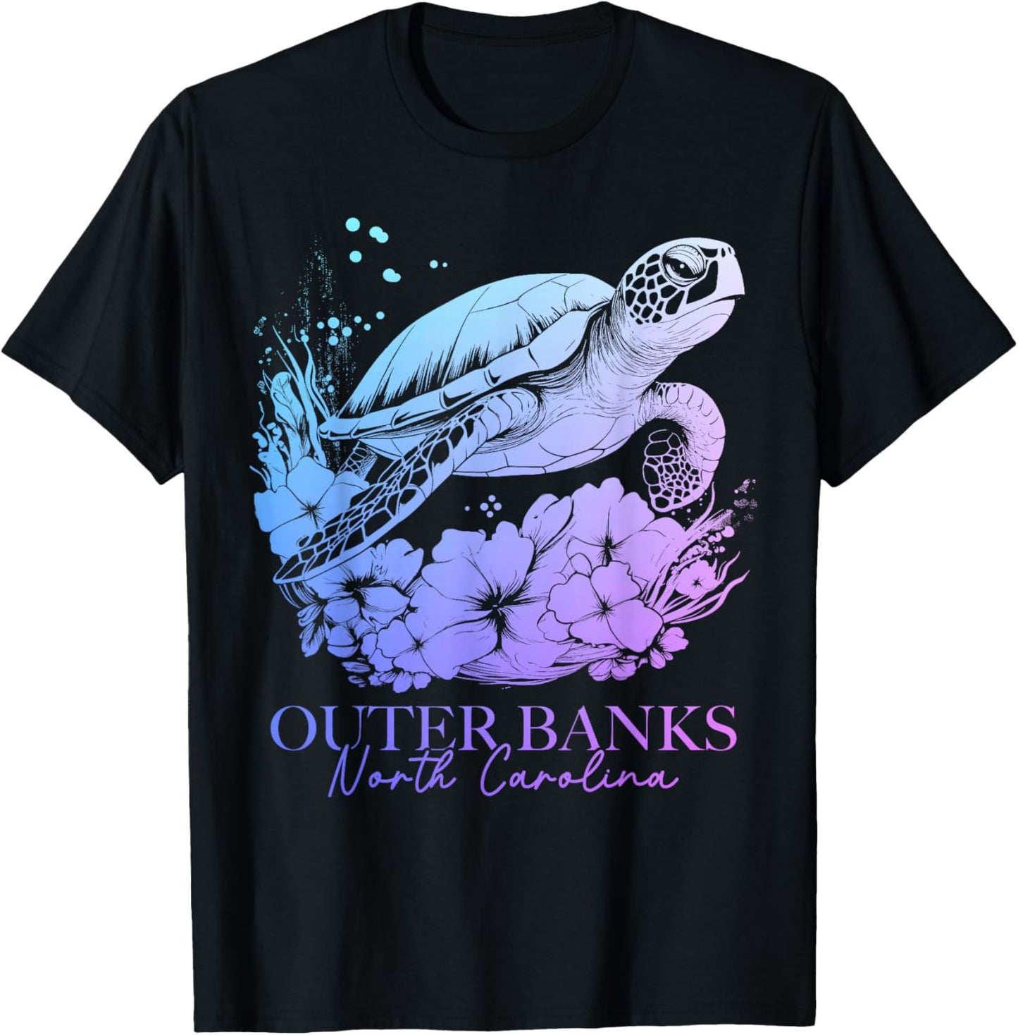 Outer Banks North Carolina Sea Turtle Surf Surfer T-Shirt - T-Shirt | Black