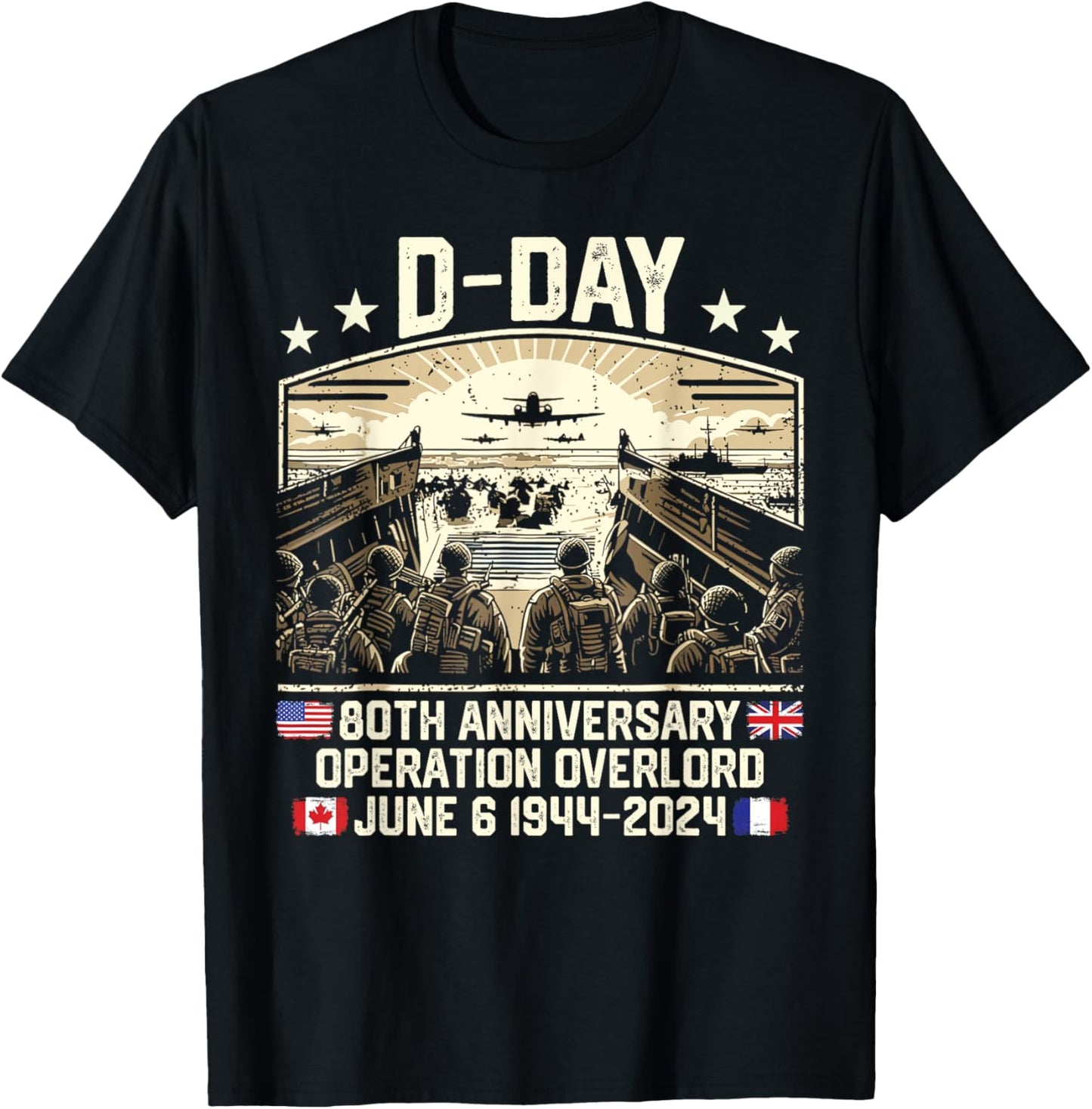 Operation Overlord 1944 D-Day 2024 80th Anniversary Normandy T-Shirt - T-Shirt | Black