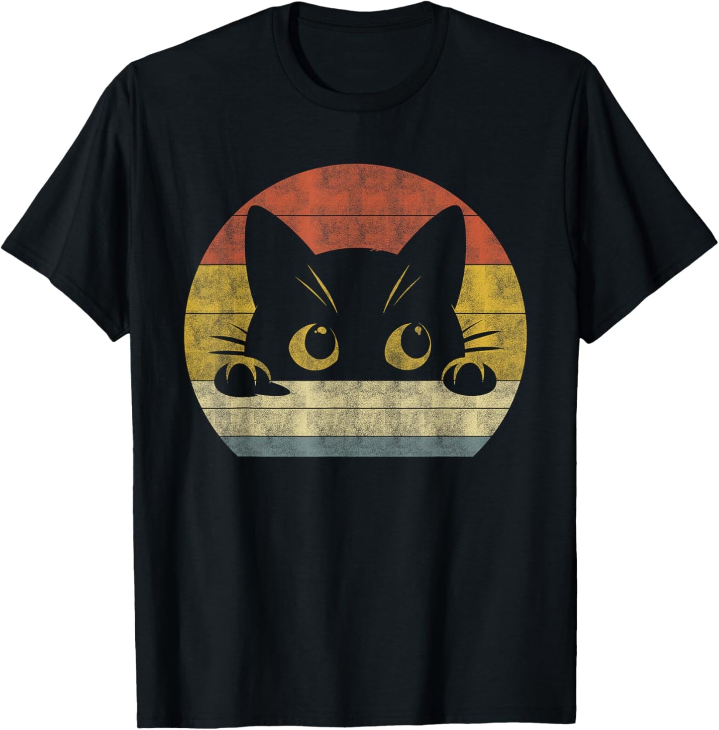 Cute Cat Shirt Retro Cat Owner Funny Cat Lovers Women Kids T-Shirt - T-Shirt | Black
