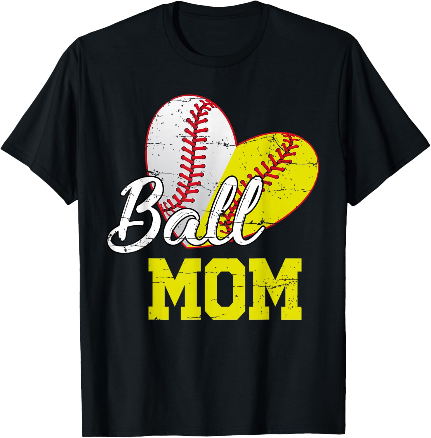 Funny Ball Mom Softball Baseball Gifts Mothers Day T-Shirt - T-Shirt | Black