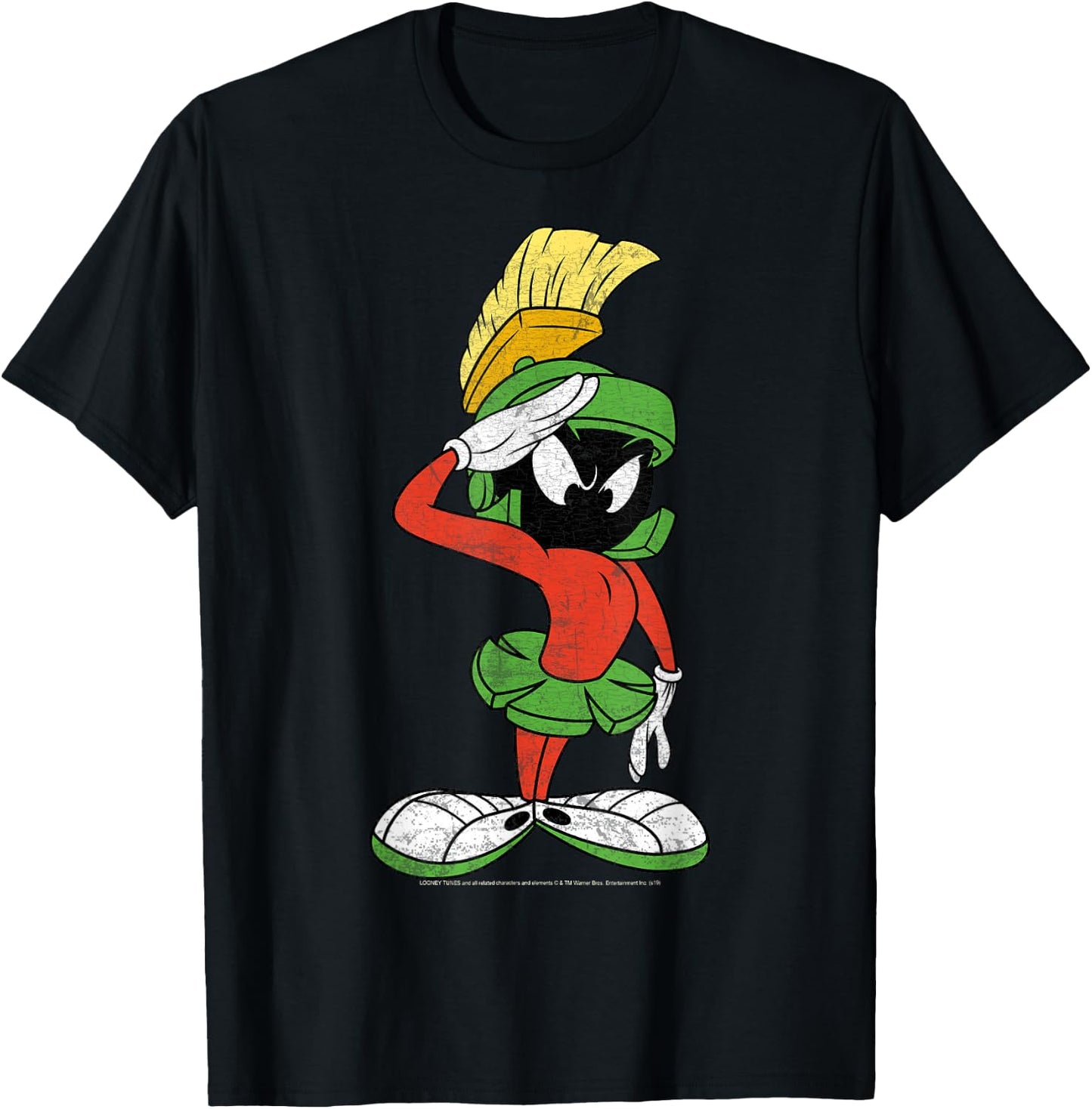 Looney Tunes Marvin The Martian Salute Portrait T-Shirt - T-Shirt | Black