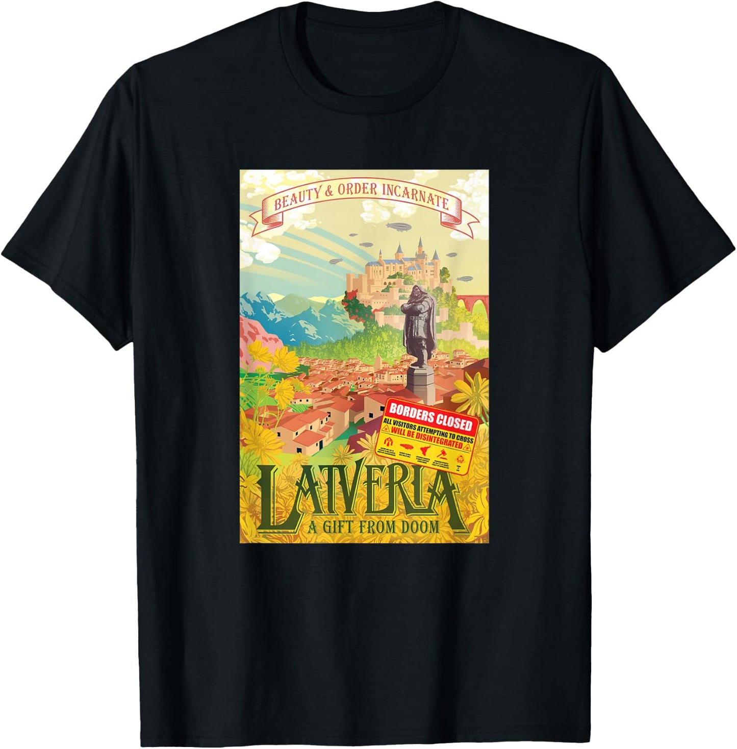 Marvel Avengers Classic Latveria A Gift From Doom Poster T-Shirt - T-Shirt | Black