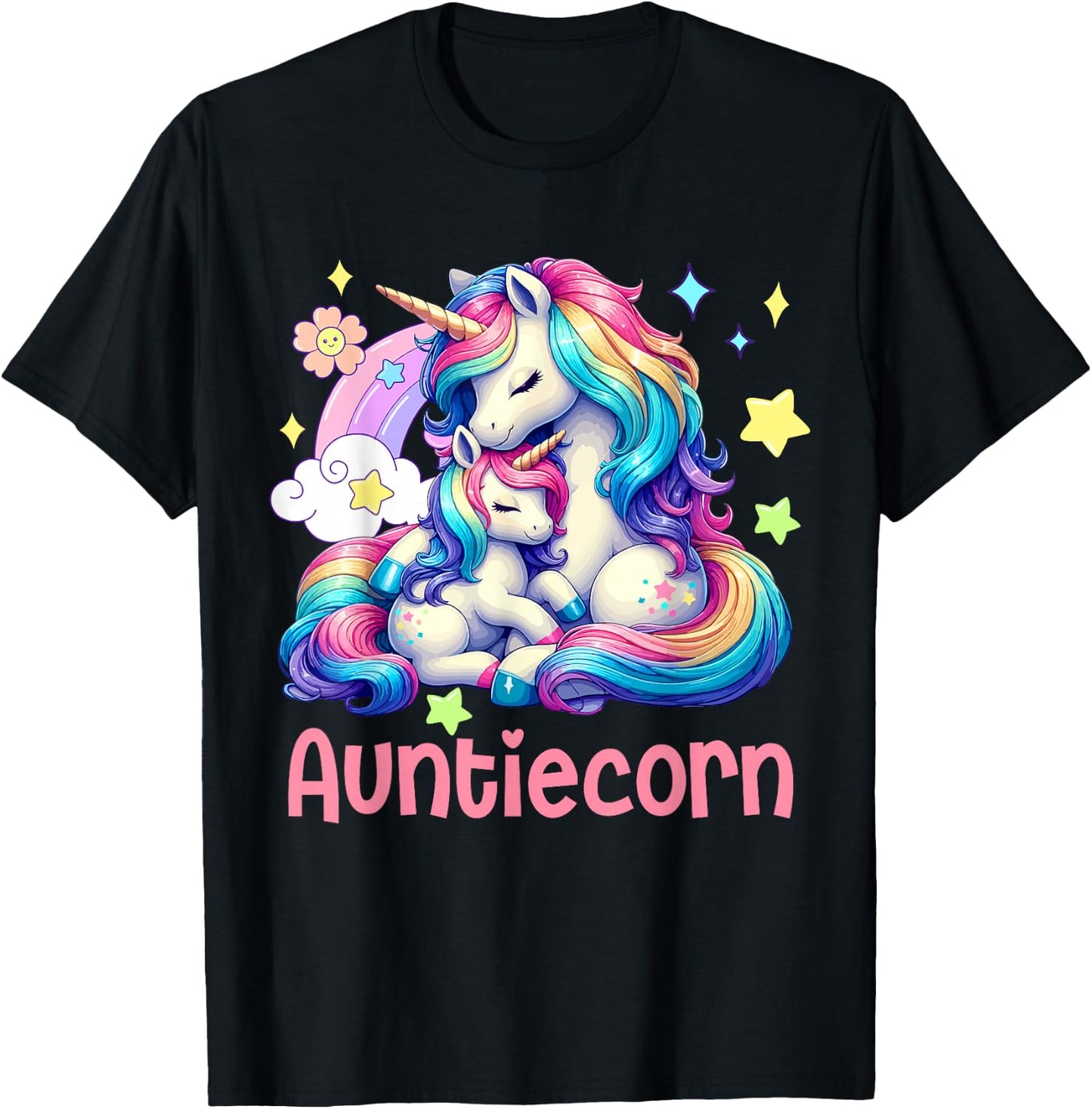 Auntiecorn Mother's Day Auntie Costume Unicorns Lover Family T-Shirt - T-Shirt | Black