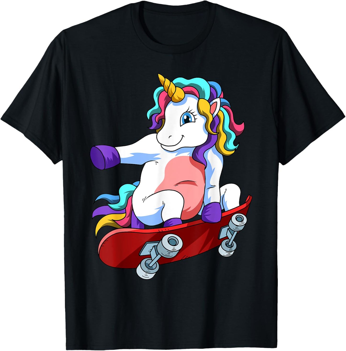 Skateboard Unicorn Lover Skateboarder Skateboarding Skate T-Shirt - T-Shirt | Black