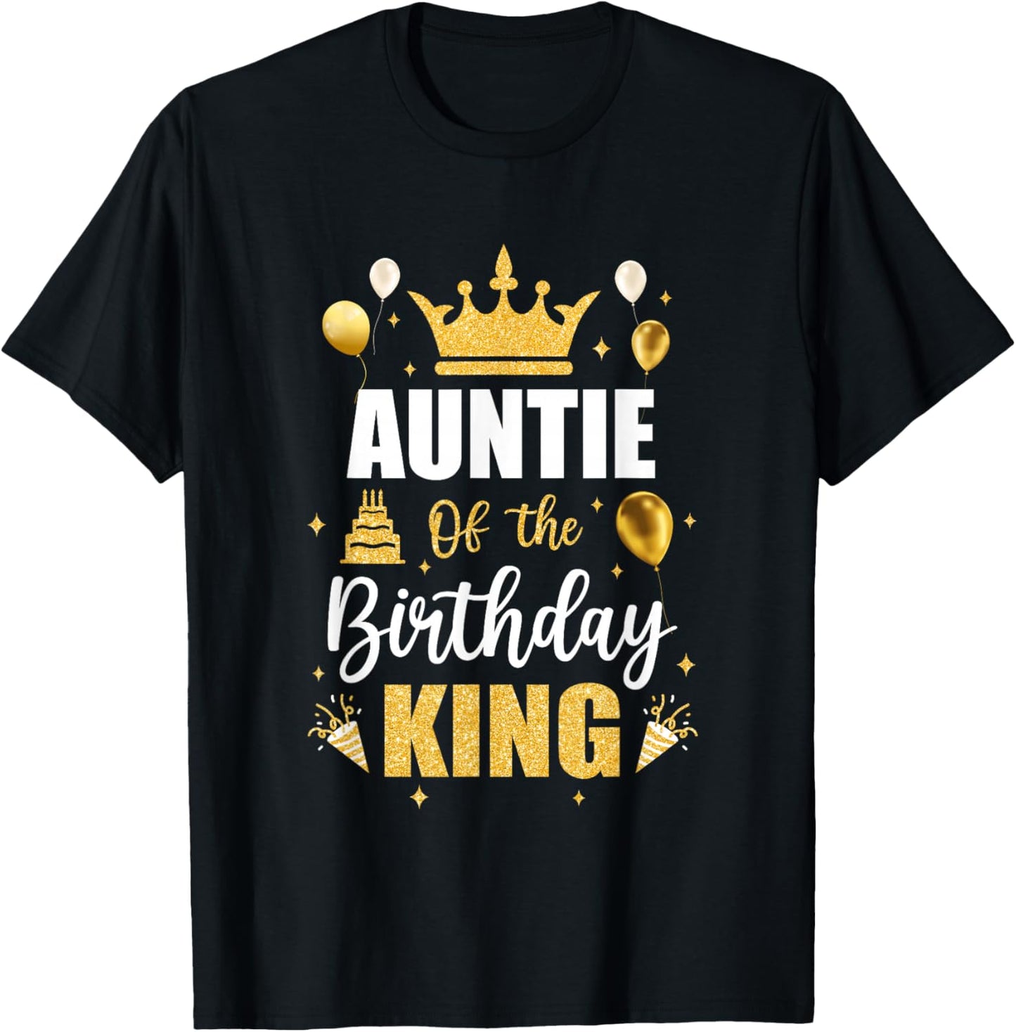 Auntie Of The Birthday King Boys Men Bday Party T-Shirt - T-Shirt | Black