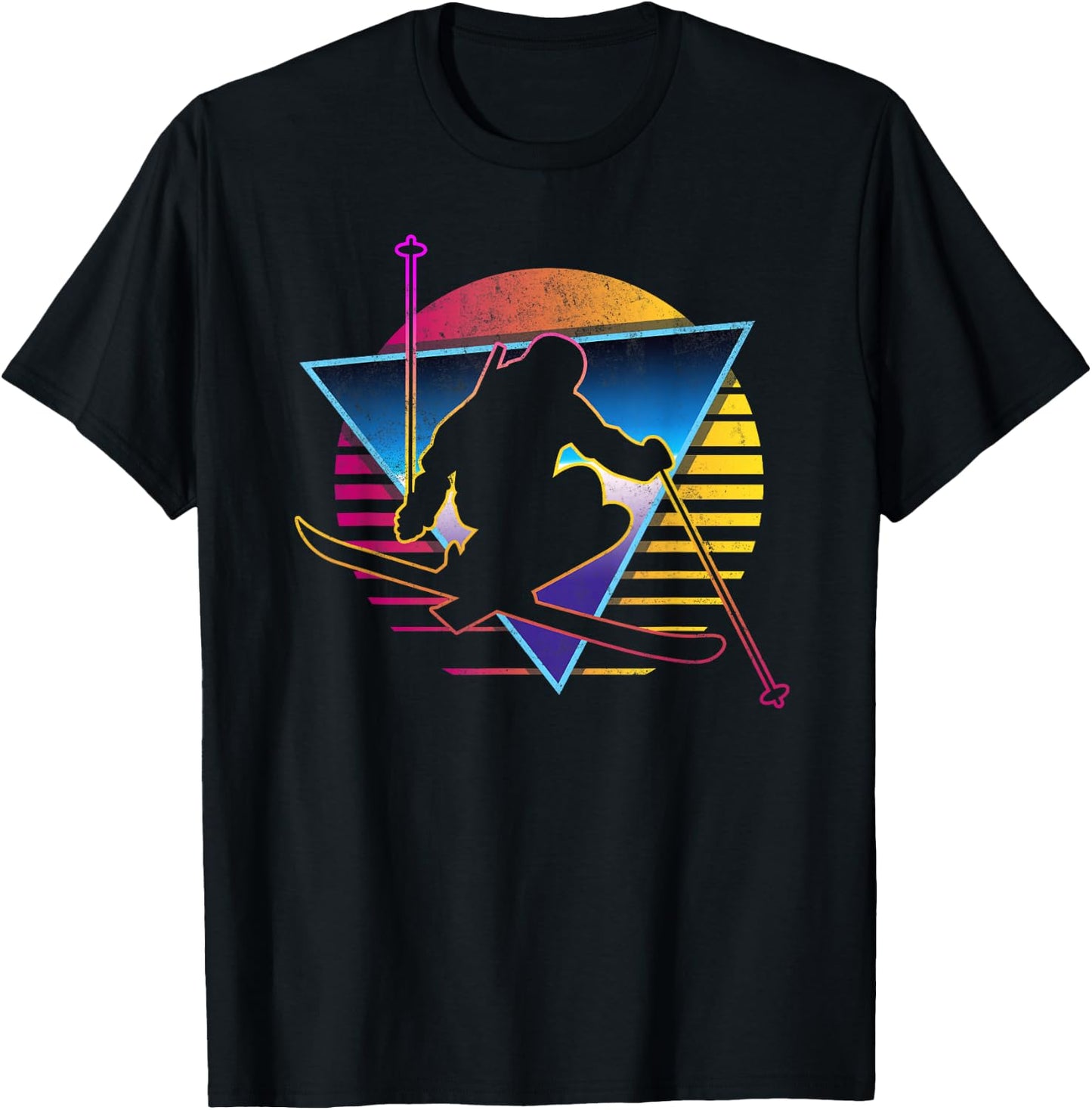 Retro Vintage 80s Ski T-Shirt - T-Shirt | Black