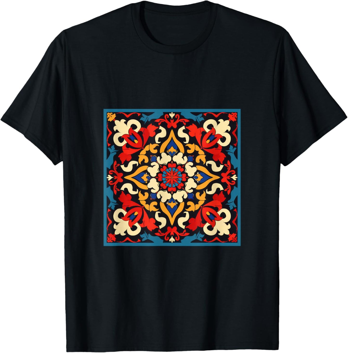 Traditional Kazakh Pattern T-Shirt - T-Shirt | Black