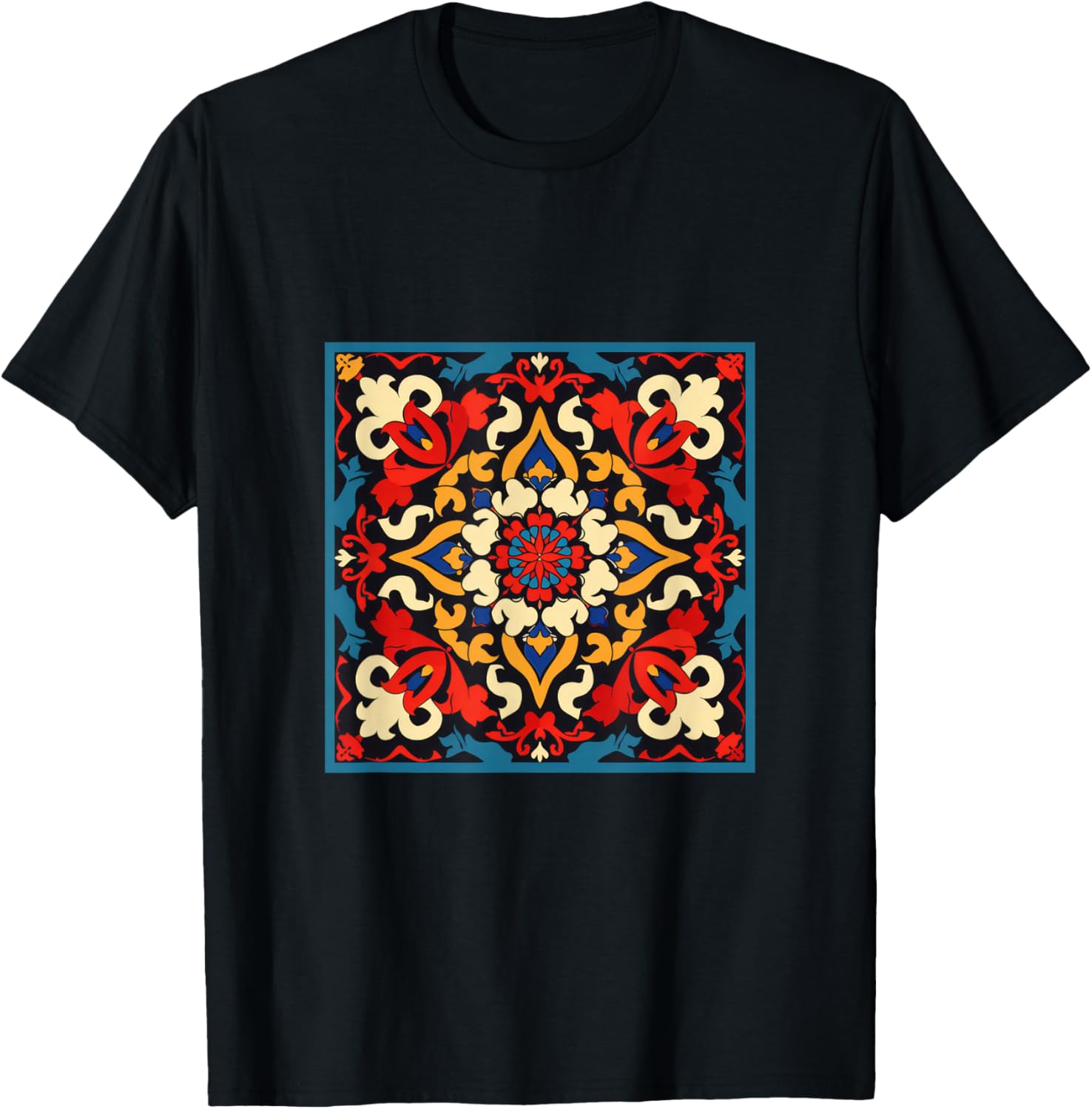 Traditional Kazakh Pattern T-Shirt - T-Shirt | Black