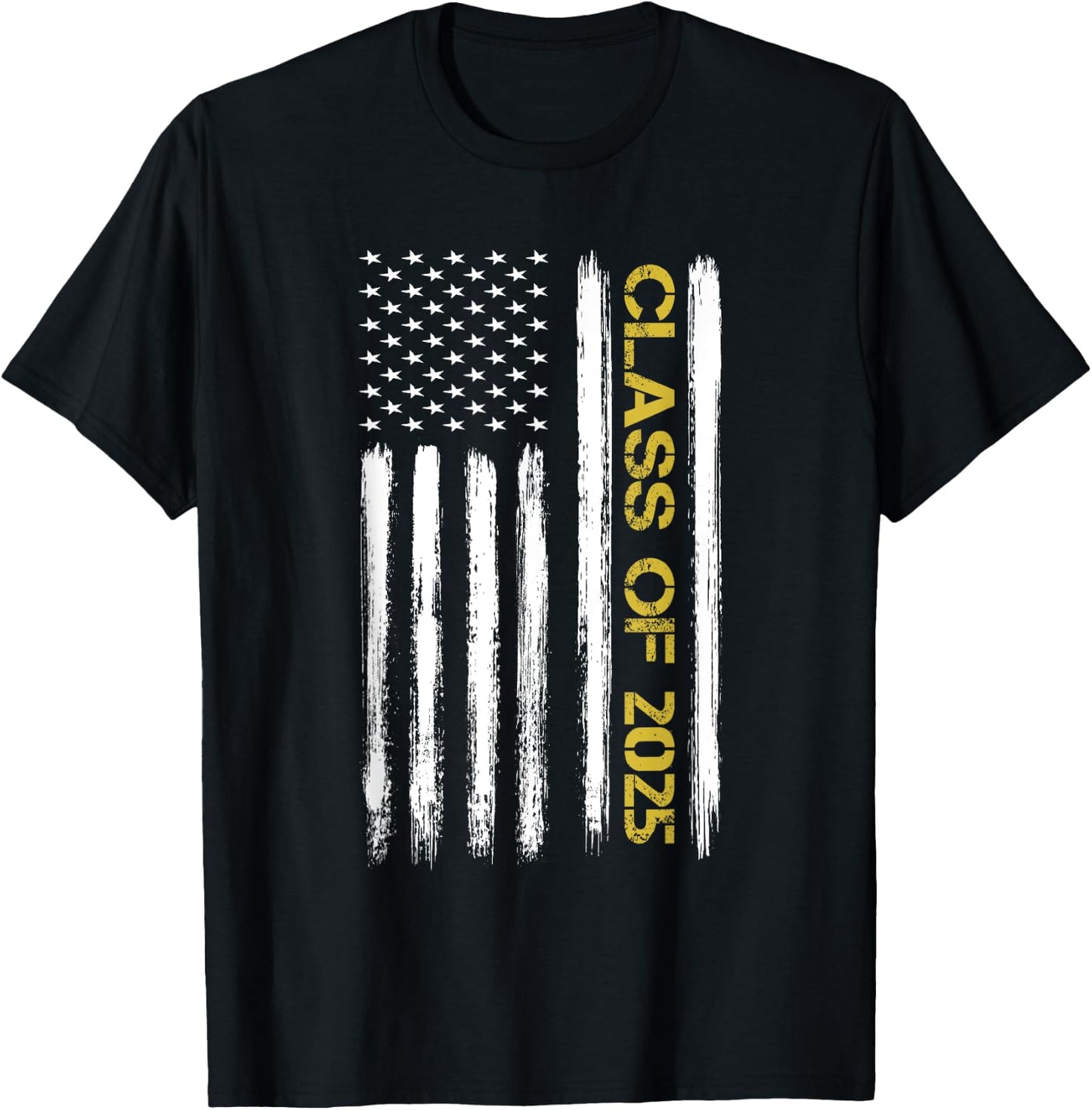 Class of 2025 Senior Patriotic American Flag Graduation Gift T-Shirt - T-Shirt | Black