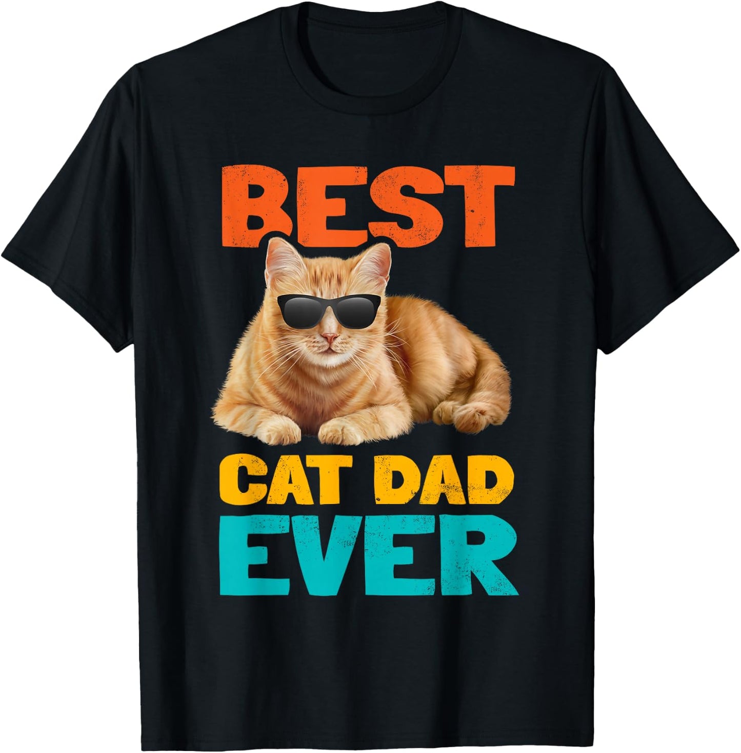 Best Cat Dad Ever Funny Cat Owner Tabby Birthday Fathers Day T-Shirt - T-Shirt | Black